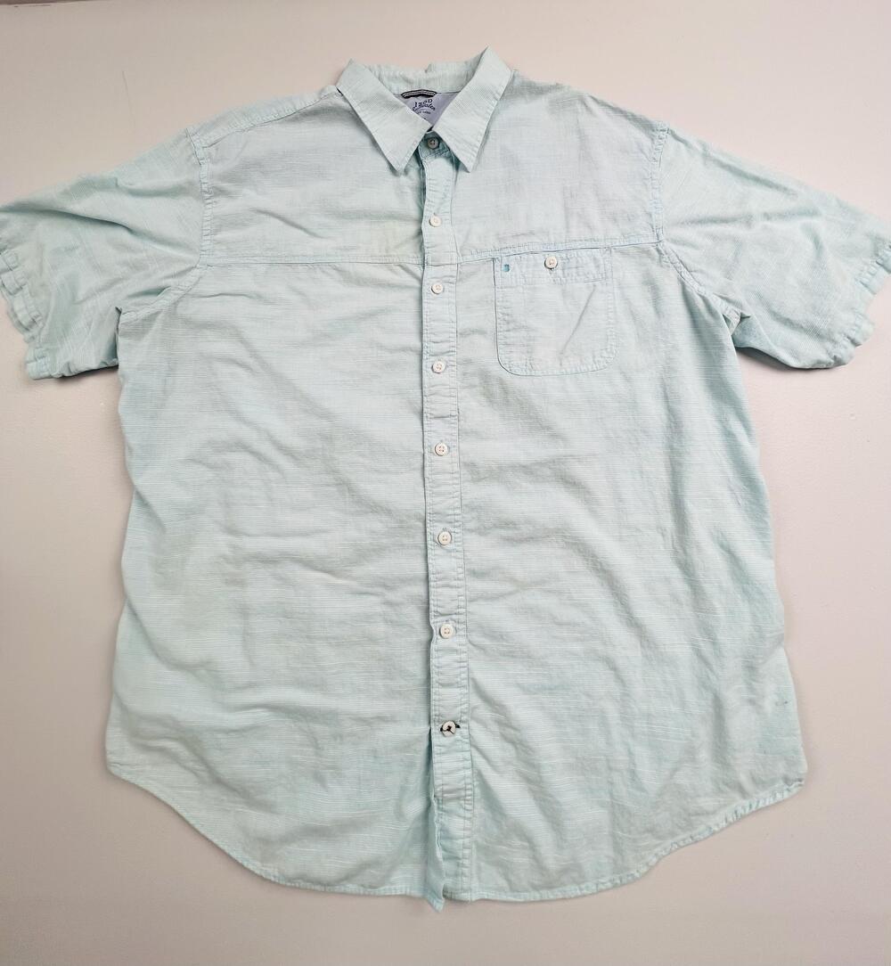IZOD Saltwater Shirt Mens 2XLT Blue Stripe Short Sleeve Button Front Casual